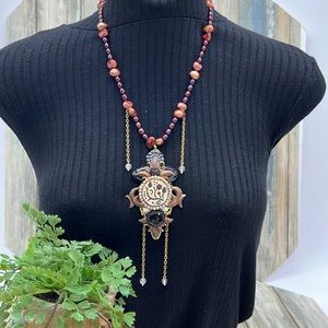 👑Adorned Crown Jewelry Pearl steampunk collage pendant necklace